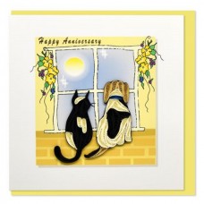 Quilled Happy Anniversary Cat and Dog Card